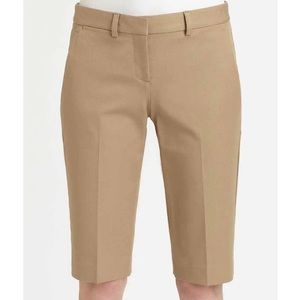 NWT Theory Palmer Double Stretch Bermuda Shorts In Beige Size 4